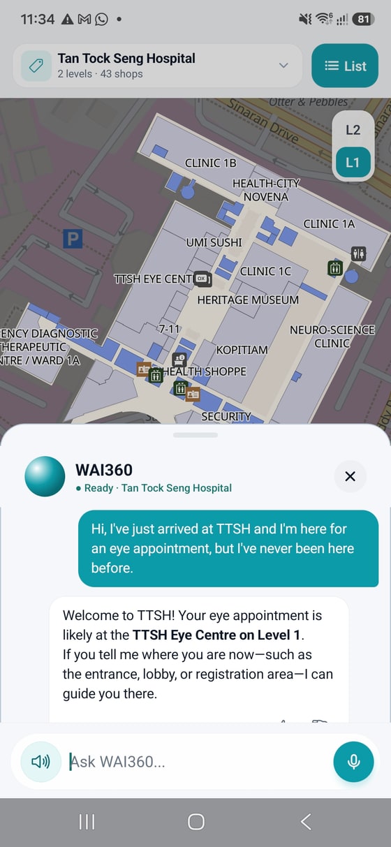 WAi360 app screen